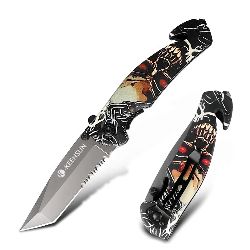 Custom Skull 3D Printing Pocket Folding Outdoor Utility Survival Tools Camping Folded Knife Edc for Hunting