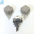 Glitter Silver Crystal Fringe Removable Clip Cover Button No Sew Button Covers Jewelry for Women Men Shirt Cuffs Ornament