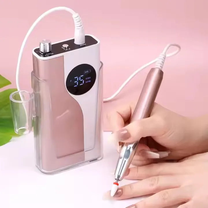 2025 New Arrival 65W Professional Electric Nail Drill Machine Two-Color Stitching 35000 Rpm High Speed Brushless Cordless Nail