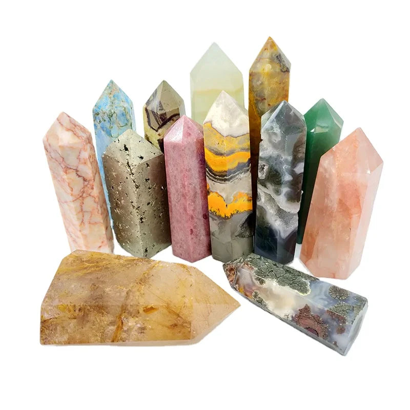 Wholesale Natural Polished Gemstone Rose Clear Quartz Points Citrine Towers Healing Crystal Towers Point Wands