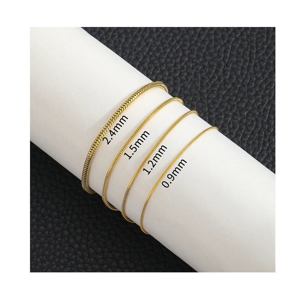 Pulseras De Acero Inoxidable Al Mayor Simple Minimalist Jewelry DIY Thin Snake Chain Stainless Steel Gold Plated Bracelet