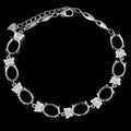 Sterling Silver 7*9mm Semi Mount Bracelet Empty Support Blank Claw Setting S925 Base Holder Without Center Stone for Inlay DIY