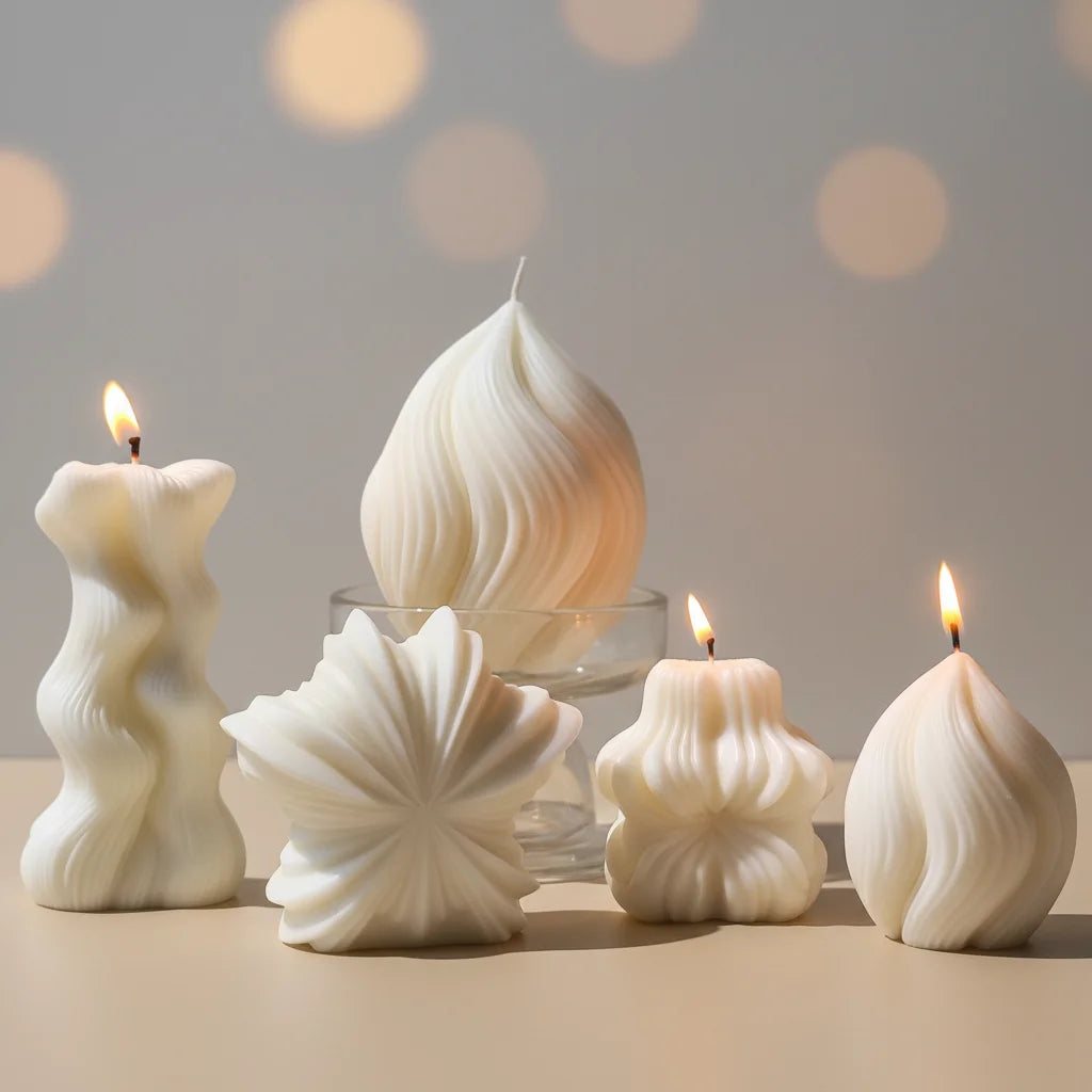 C-0966 JHM Brand Geometric Rotating Aromatherapy Candle Silicone Mold Wave Stripe Plaster Ornament
