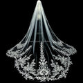 QUEENS GOWN Luxury Ivory Embroidered Lace Veil Elegant Handmade Applique Bridal Wedding Veil With Hair Comb