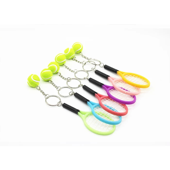 Promotional Gifts Pvc Flocking Plastic Sport Tennis Ball Keychain Key Ring