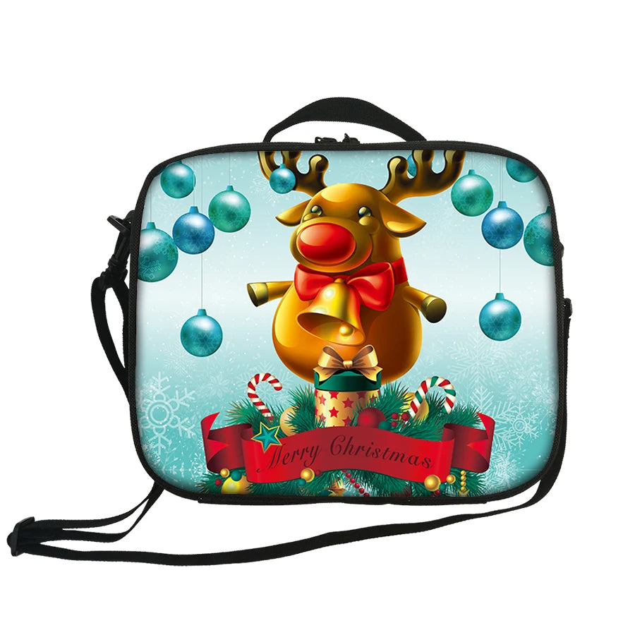 New Arrival Christmas Printed Insulated Lunch Bag Eco-Friendly Lightweight Office Reusable Cooler Zipper Washable Eco-Friendly