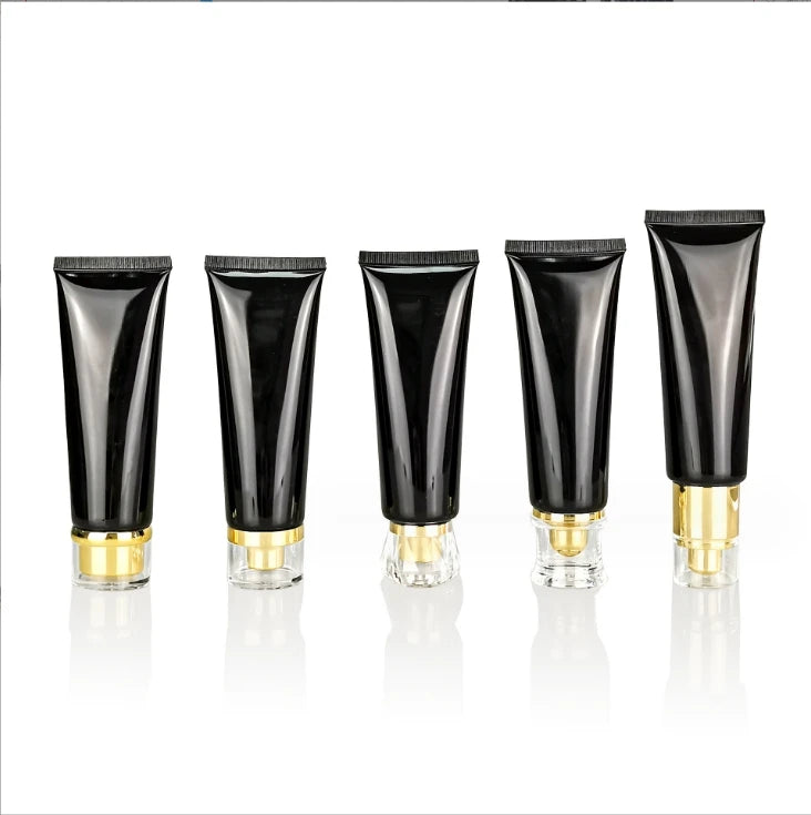 80g Stock Black Glossy Cosmetic Hose Extrusion Bottle 80ml Facial Cleanser Portable Packaging Plastic Tube