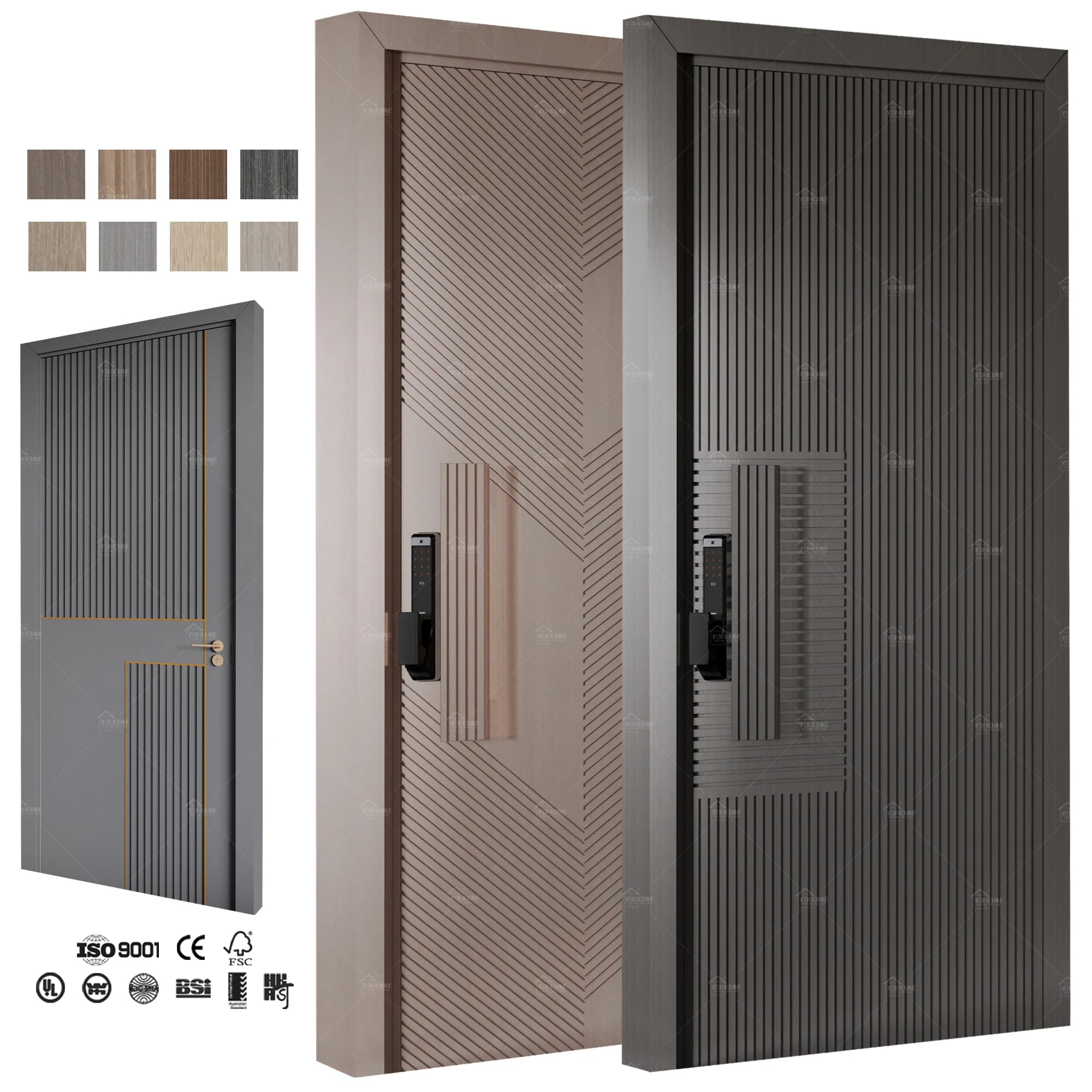 Guangdong Yohome Doors for Houses Security Exterior Main Front Contemporary Solid Wood Entry Main Entrance Wooden Doors