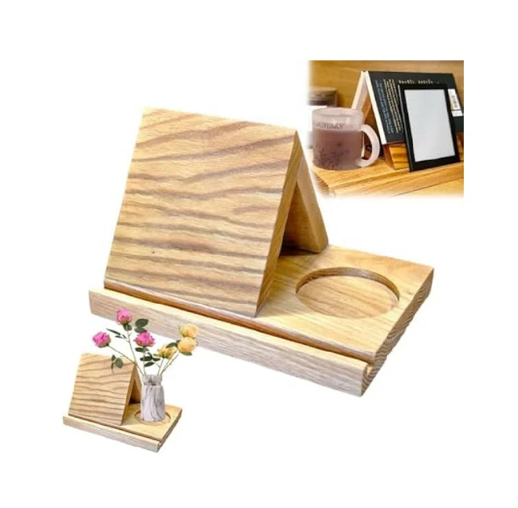 Wooden Triangle Book Holder Bedside Book Holder Bed Cup Holder Wooden Book Rest