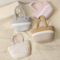 Large Capacity Cotton Rope Tote Bag with Two Handles Woven Portable Durable Reusable Basket for Travel Camping Girls' Handbag