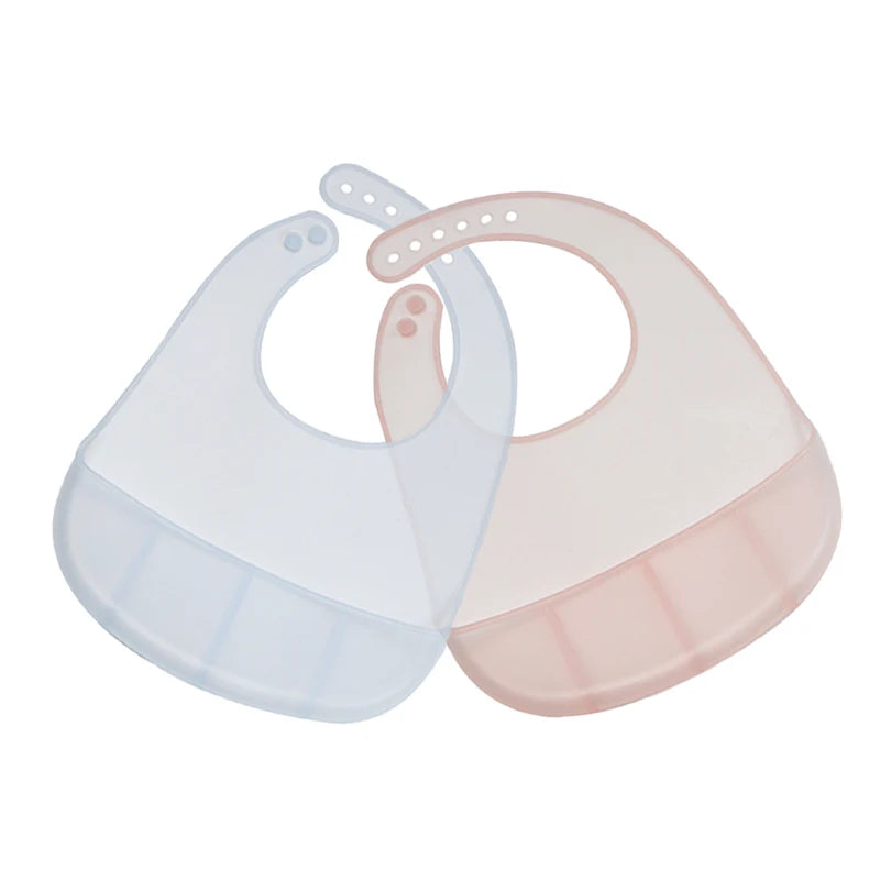 High Quality Eco-Friendly Durable Food Grade Silicone Baby Bib Waterproof Soft Button Closure Custom Color Logo OEM/ODM Service