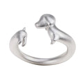 SC New Arrival Simple Finger Dachshund Rings Fashion Gold Silver Open Adjustable Rings Cute Dog Puppy Rings for Teen Girls