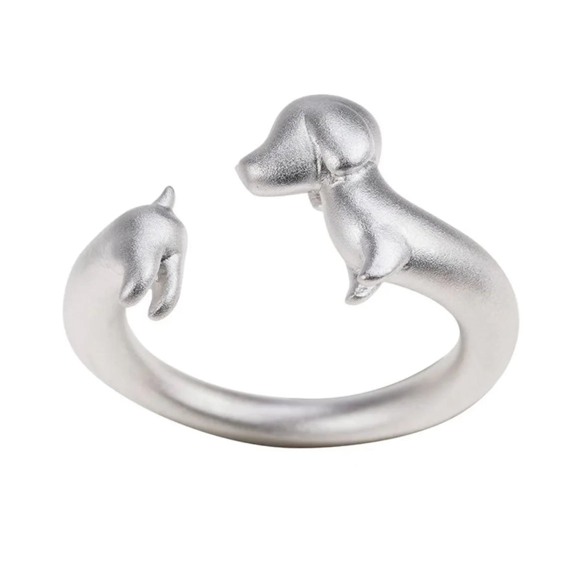 SC New Arrival Simple Finger Dachshund Rings Fashion Gold Silver Open Adjustable Rings Cute Dog Puppy Rings for Teen Girls