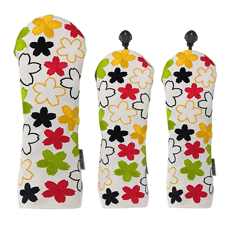 Custom Hot-selling Knitting Embroidery logo Durable PU Leather Golf Driver Club Covers Head Covers