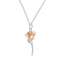 Hot Sale 925 Sterling Silver Elegant Rose Flower Fashion Pendant Flower Necklace