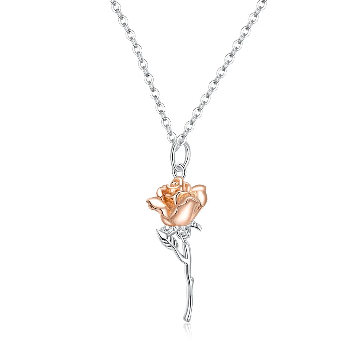 Hot Sale 925 Sterling Silver Elegant Rose Flower Fashion Pendant Flower Necklace