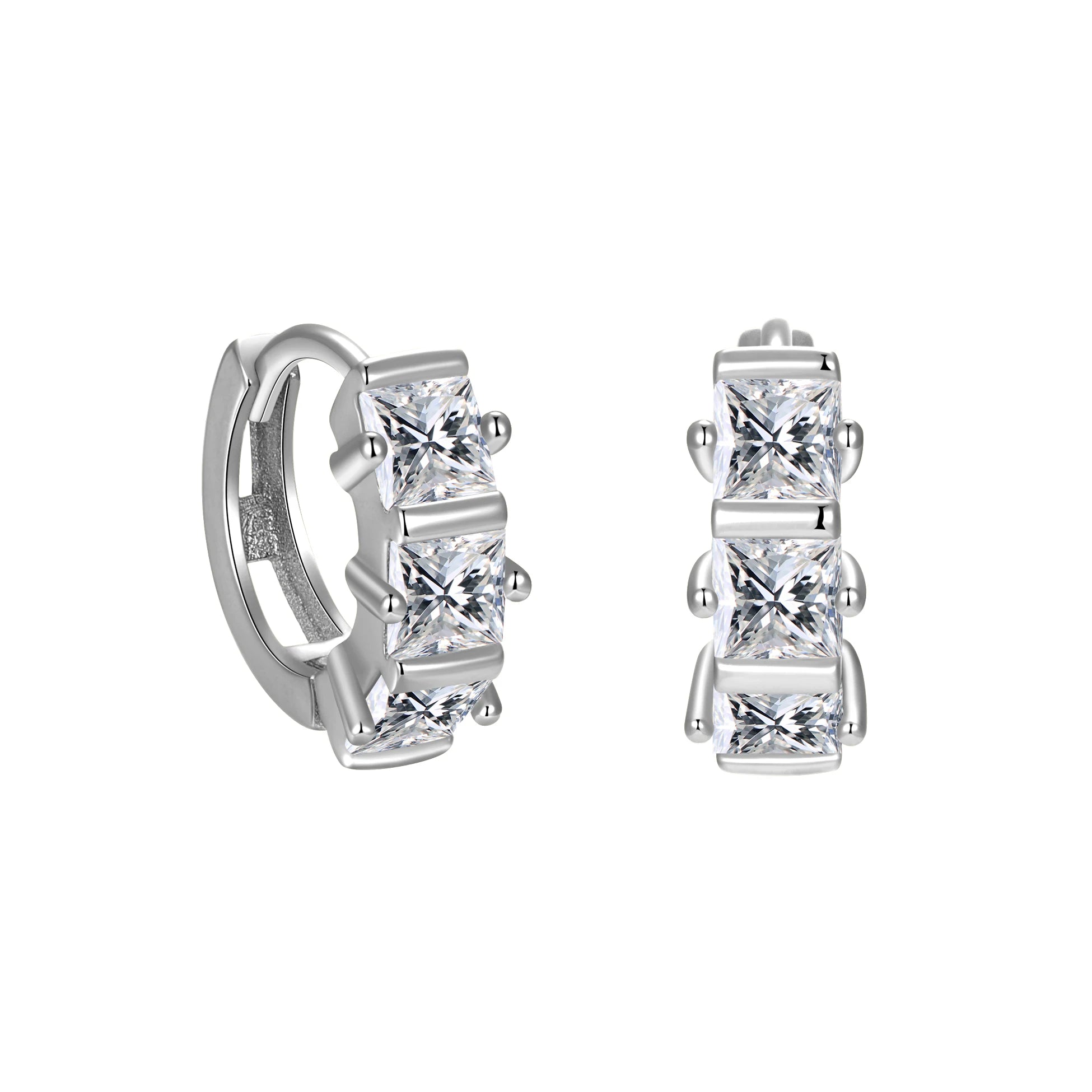 Colorful Stone 925 Sterling Silver Earrings Set Three White Blue Red Black CZ Hoops for Women Girl Fine Jewelry Wholesale