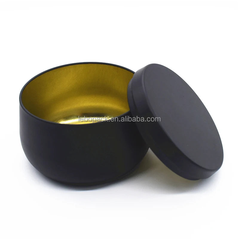 Wholesale Bulk Customized Color Black Round Empty Candle 4oz/8oz in Tinplate Box Set 12 or 24 Pcs for Craft Use