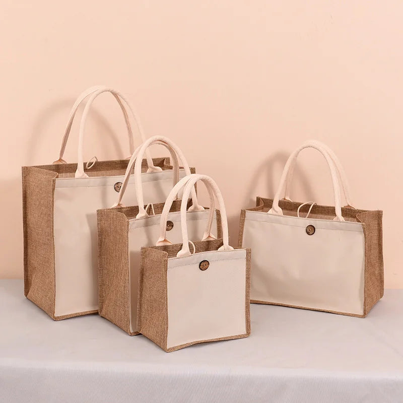 Wholesale Cheap Sack Blank Canvas Painting Jute Bag Eco-Friendly Tote Bag Reusable Cotton Gunny Shopping Bag