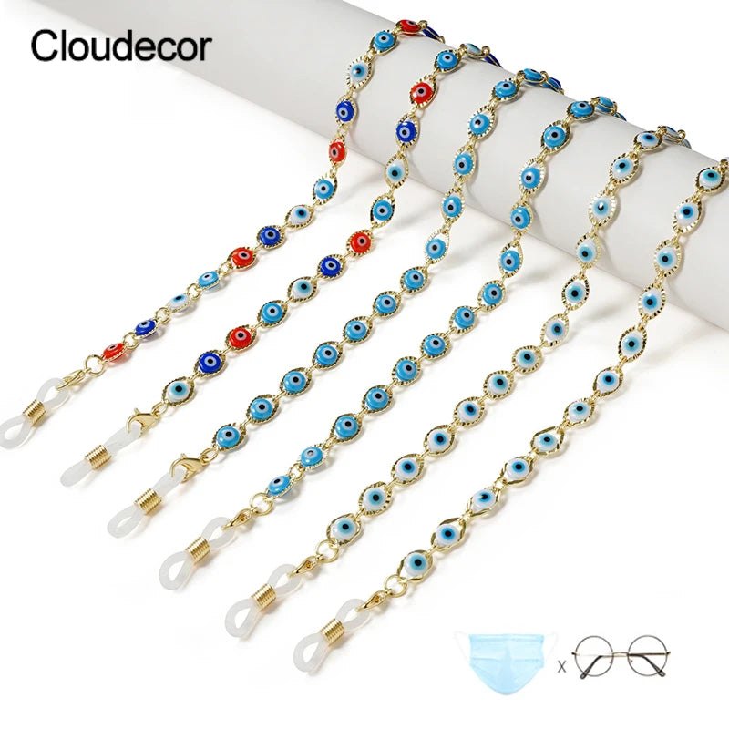 Glasses Chain Evil Mask Necklace Strap Sunglasses Chain Masking Chain Lanyard Blue Eye Glasses Necklace Accessories