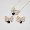 Fashionable Wedding Pave Zircon Jewelry Sets Bow Sapphire Women Pendant Earrings Necklace Jewelry Set