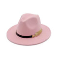 Women's Wide Brim Fedora Panama Hat With Metal Belt Buckle