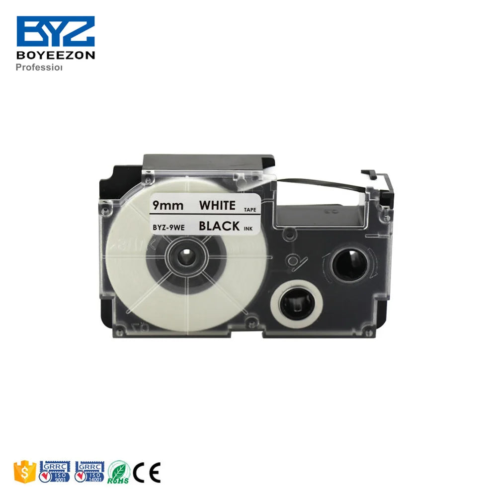 Black on White BYZ 9WE XR-9WE Compatible for CASIO KL-60L/100/120/130/170PLUS/180/E300/780/820/7400/8700/8800