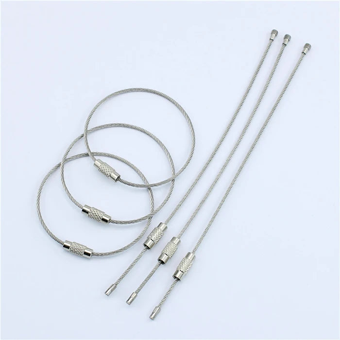 Custom Stainless Steel String Wire Key Chain Ring Cable Luggage Tags Loops