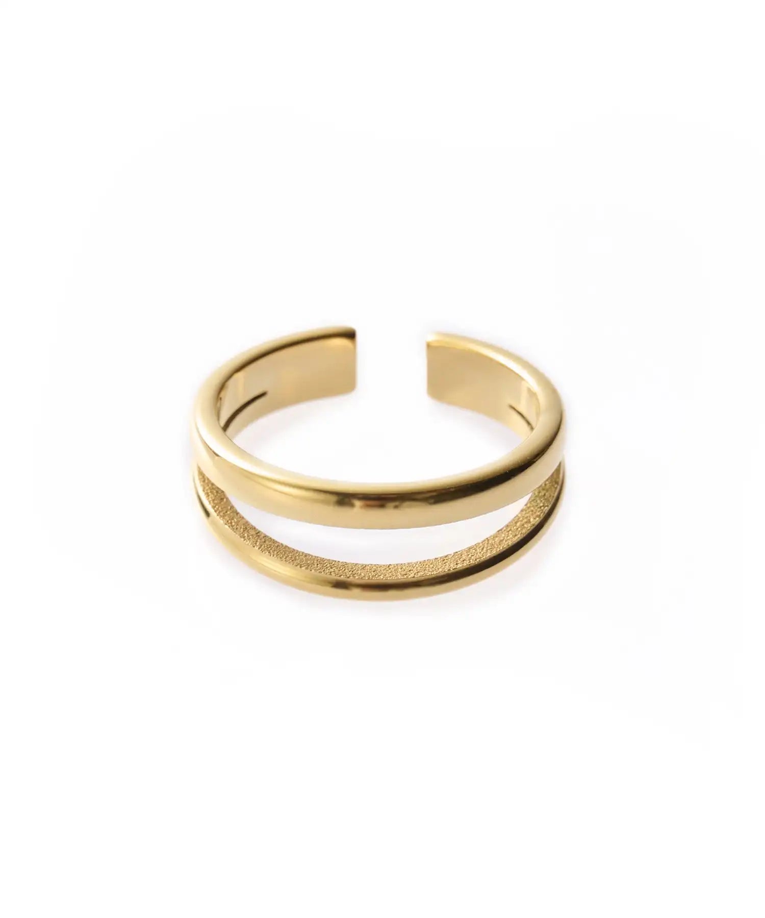 INS Simple Stainless Steel 18K Gold Plated Double Layers Open Circle Finger Ring Titanium Steel PVD Personalized Open Rings