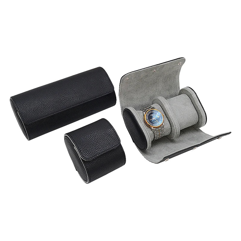 Wholesale Custom Elegant Black Pu Leather Watch Sotrage Roll Fashion Men Luxury Travel Watch Gift Box
