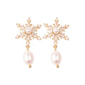 Christmas Fashion Chic Summer Boho Brass Alloy Snowflake Charm Dangle Earring for Women Jewelry