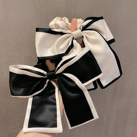 Ins Simple Bow Ribbon Hair Scrunchies Women Large Elastic Hair Ties Women Fashion Ponytail Hair Accessories for Girls