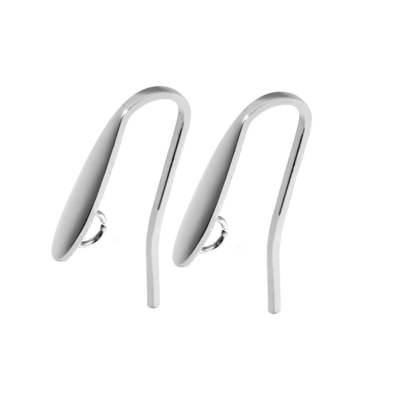 Simple Earring Hooks Stainless Steel Flat Inside Jump Ring Flat Fish Hook Earring Accessories