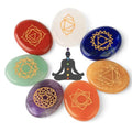 7 Chakra Symbol Engraved Set Natural Gems Stones Crystal Quartz Feng Shui