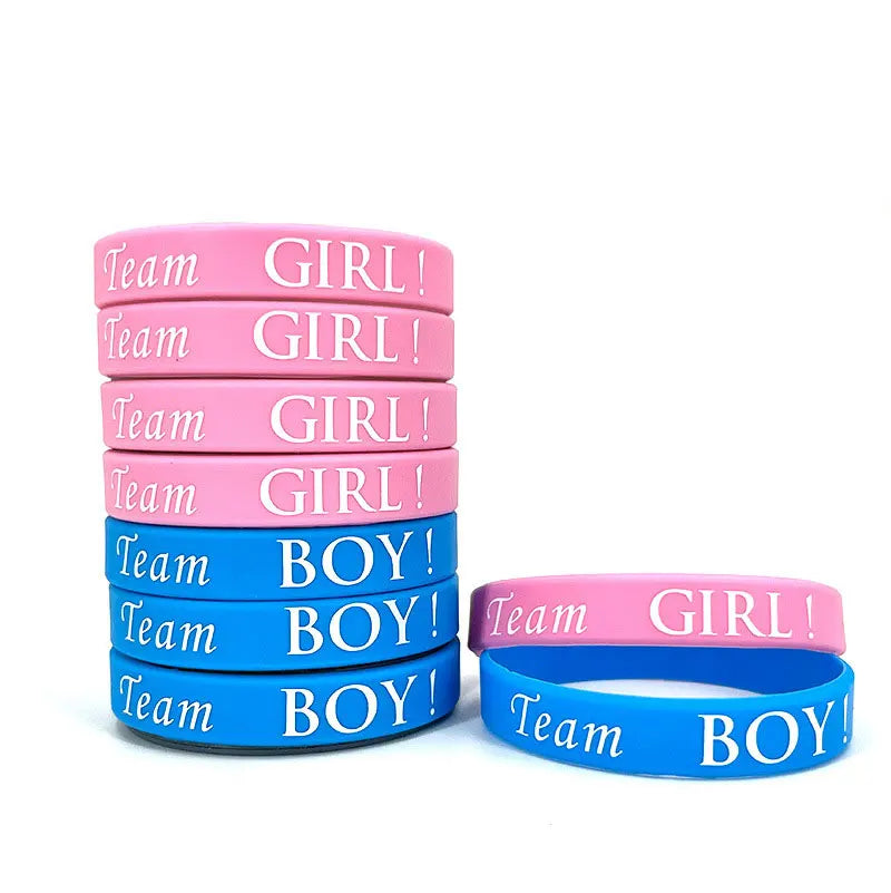 Team Boy Girl Party Rubber Wrist Strap Silicone Bracelet Wristbands Rubber Blind Birthday Party Box Gender Reveal Party Custom
