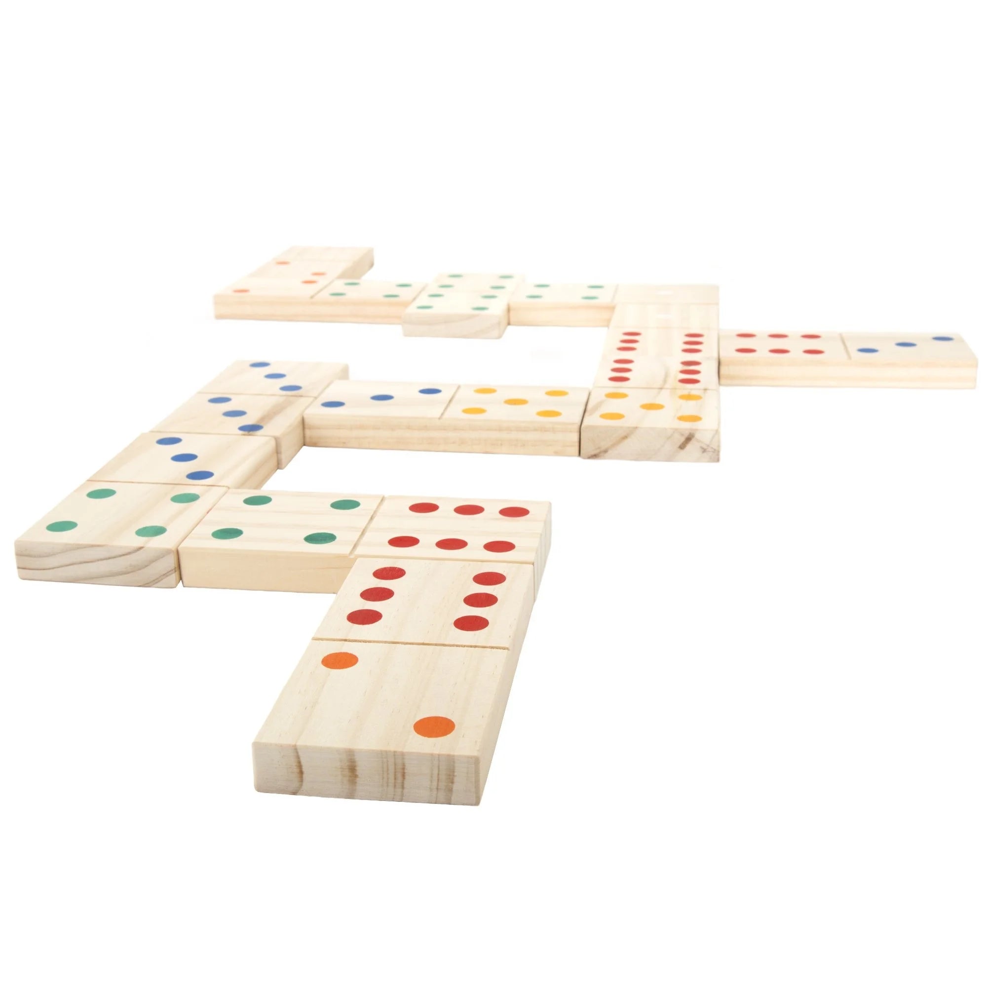 Colorful Indoor/Outdoor Full-Size Double Six Wooden Dominoes Set Big Size Pots Game