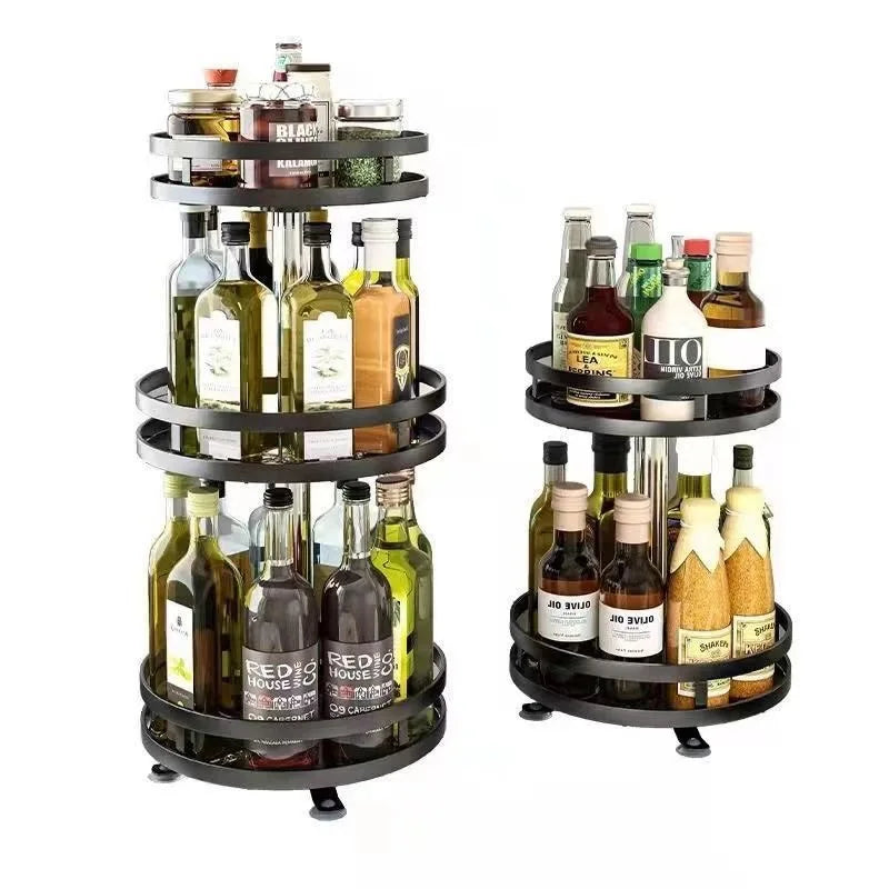 Factory Wholesale Can Rotating Kitchen Condiments Storage Holders & Racks Multi-functional Round square Kitchen Storage Rack