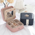 Portable Creative Portable Travel Jewelry Box for Earrings Storage Case with Crown Mirror