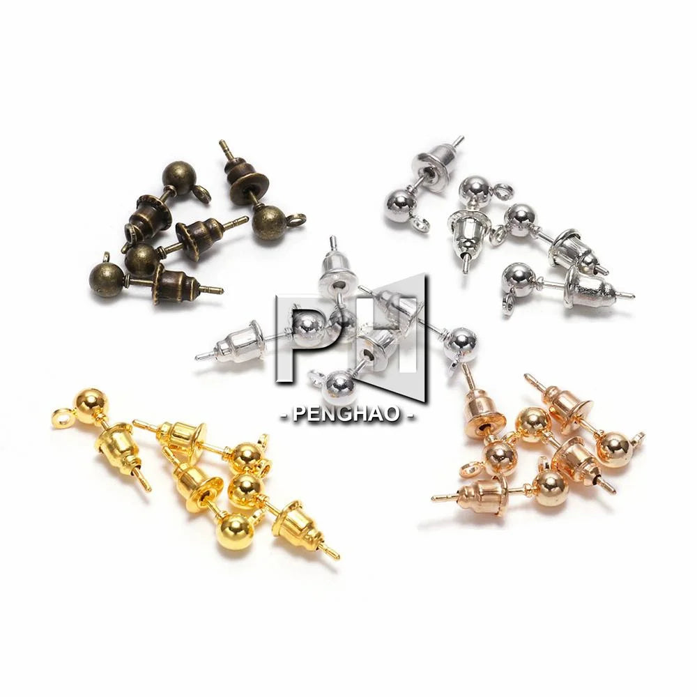 3/4/5mm Pin Findings Stud Earring Basic Pins Stoppers Connector for DIY Jewelry Making Accessories Supplies