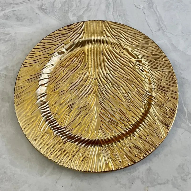 Wholesale Wedding Party Table Decoration Round 33cm 13 Inch Gold Silver Rose Gold Plastic Charger Plates