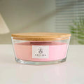 Wholesale Wooden Wick Candle Vessel Clear Empty 770ml Large Oval Boat Shape Candle Holders Glass Jars