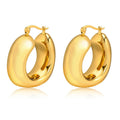 Waterproof Female 18k Gold Plated Ear Buckle Earrings Stainless Steel Chunky Earrings