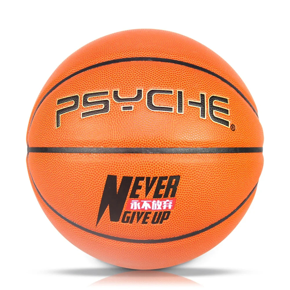 PSYCHE Customized Basketball Indoor Game Ball with Your Logo Size 7 Japanese Microfiber Custom Sponge Orange 15-20 Days 50pcs