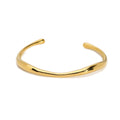 Simple Non-fading Waterproof Jewelry 18k Gold Plated Irregular Opening Cuff Bracelet Stainless Steel Wavy Shape Bracelet