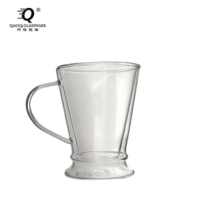 325ml Creative Glass Double-layer Mug with Handle Transparent Juice Cup Large Bottom Thickened Coffee Cups Home Office