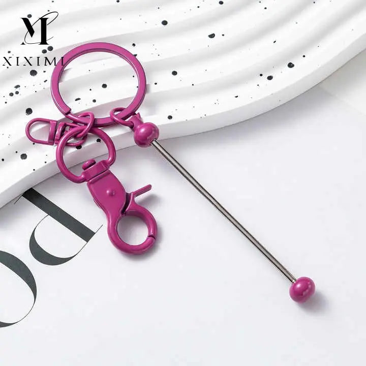 Hot Selling Gradient Color DIY Hook Keyring Beaded Bag Car Bar Crafting Jewelry Keychain Accessories