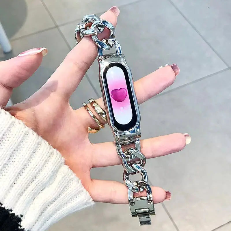 Zinc Alloy Lightweight Denim Chain Integrated Shell High Sense Strap for Xiao Mi Band 8 6 5 4 3 Strap Smart Watch Accessories