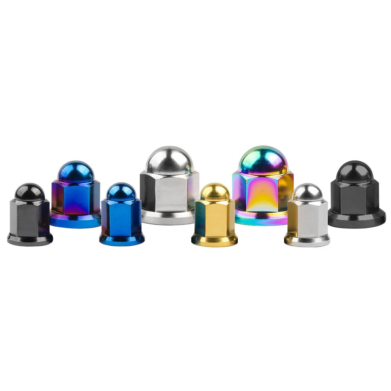 Titanium Alloy Anodized M6/M8/M10 Customized Multiple Sizes Titanium Nut Motorcycle Exhaust Hex Hexagon Flanged Domed Cap Nuts