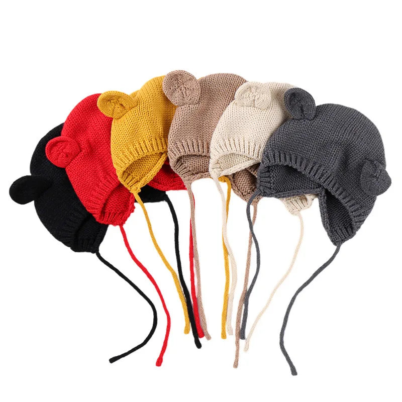 0-3years Winter Girls Boys Cute Setgloves Knitted Beanie Children Warm Custom Hats
