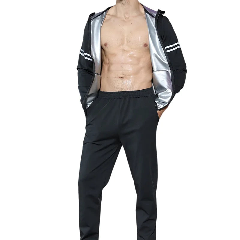2024 New Men's Violently Sweat Suit Sports Running Workout Training Pants Weight Loss Sweatshirt